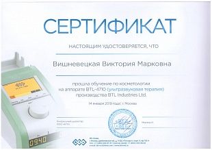 Диплом/сертификат Вишневецкой Виктории Марковны