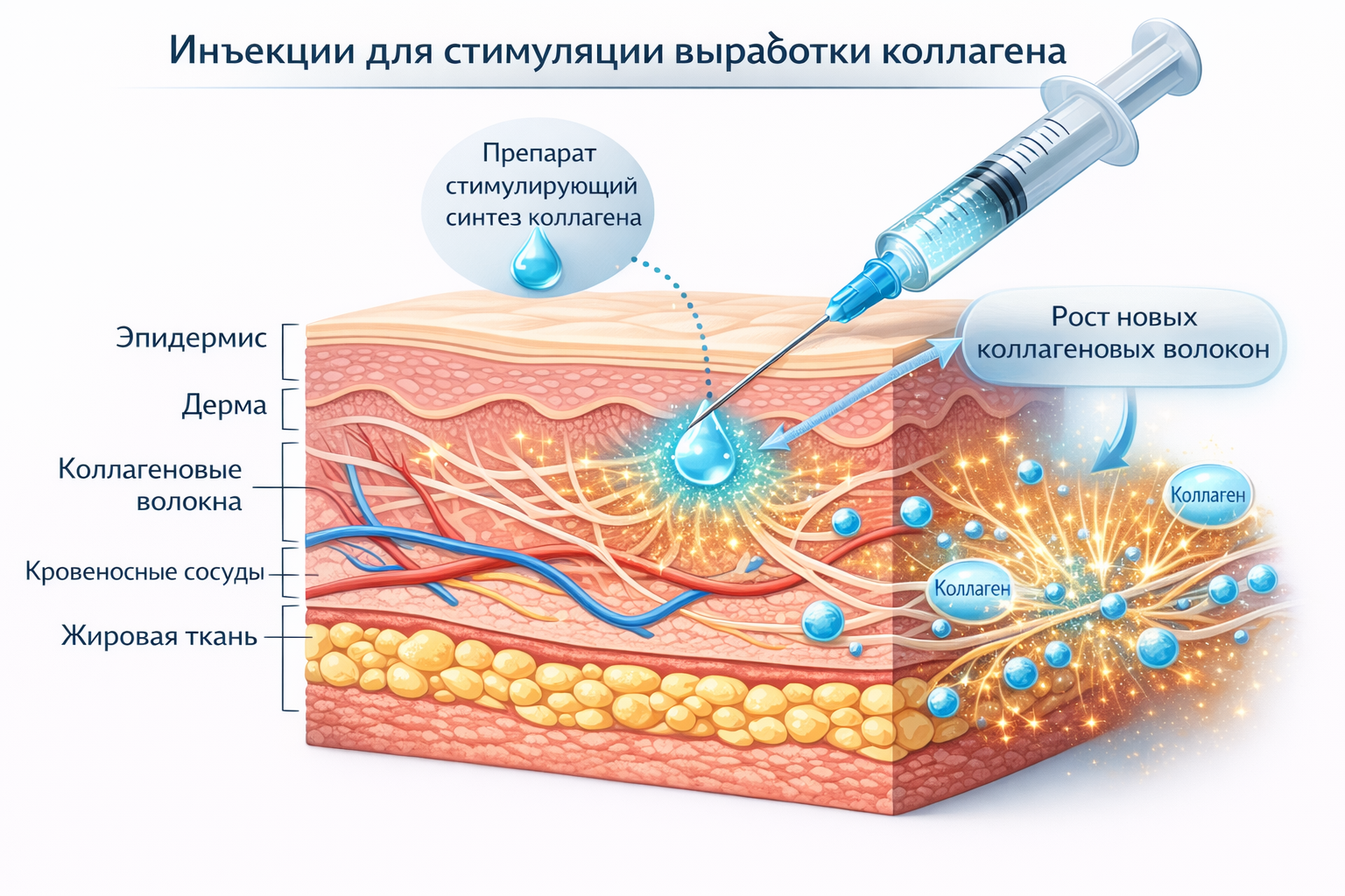 Инъекции для стимуляции выработки коллагена