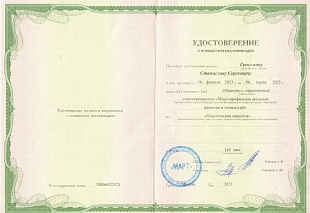 Диплом/сертификат Гроссмана Станислава Сергеевича